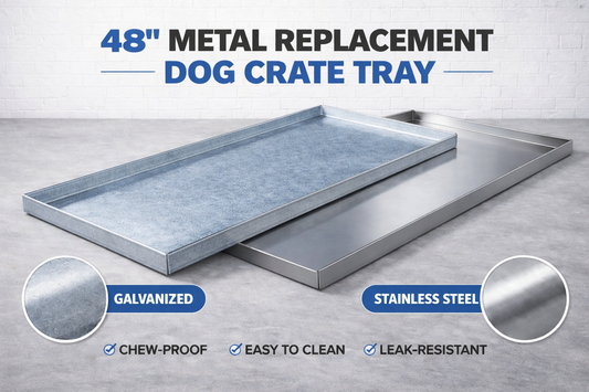 Chew-proof and leak-proof 48-inch metal replacement pan for dog crates