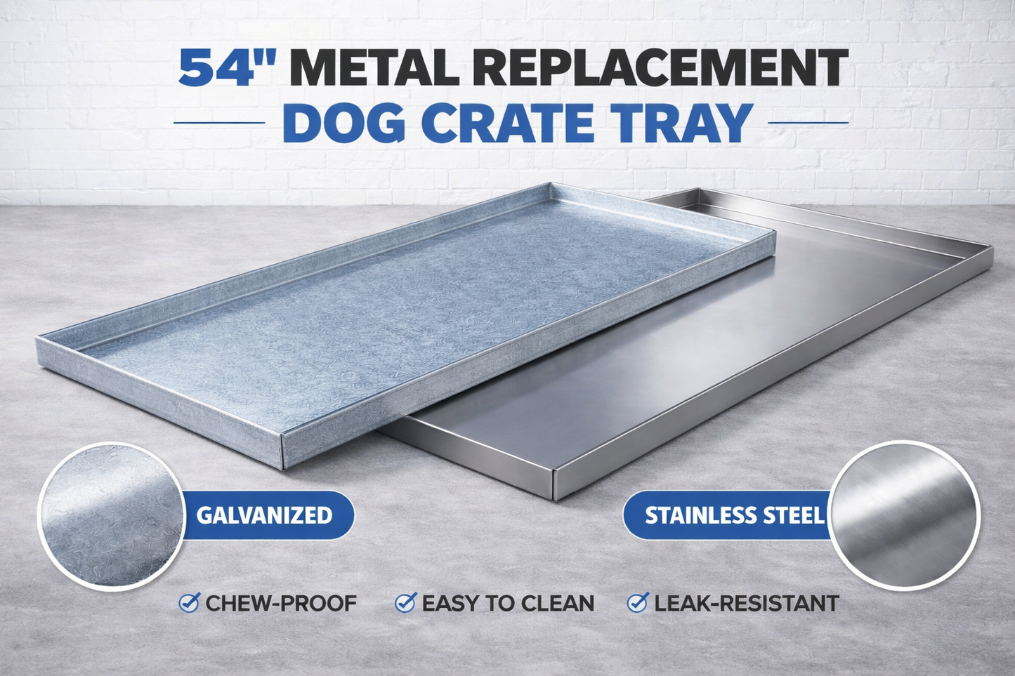 54-inch Metal Replacement Dog Crate Tray