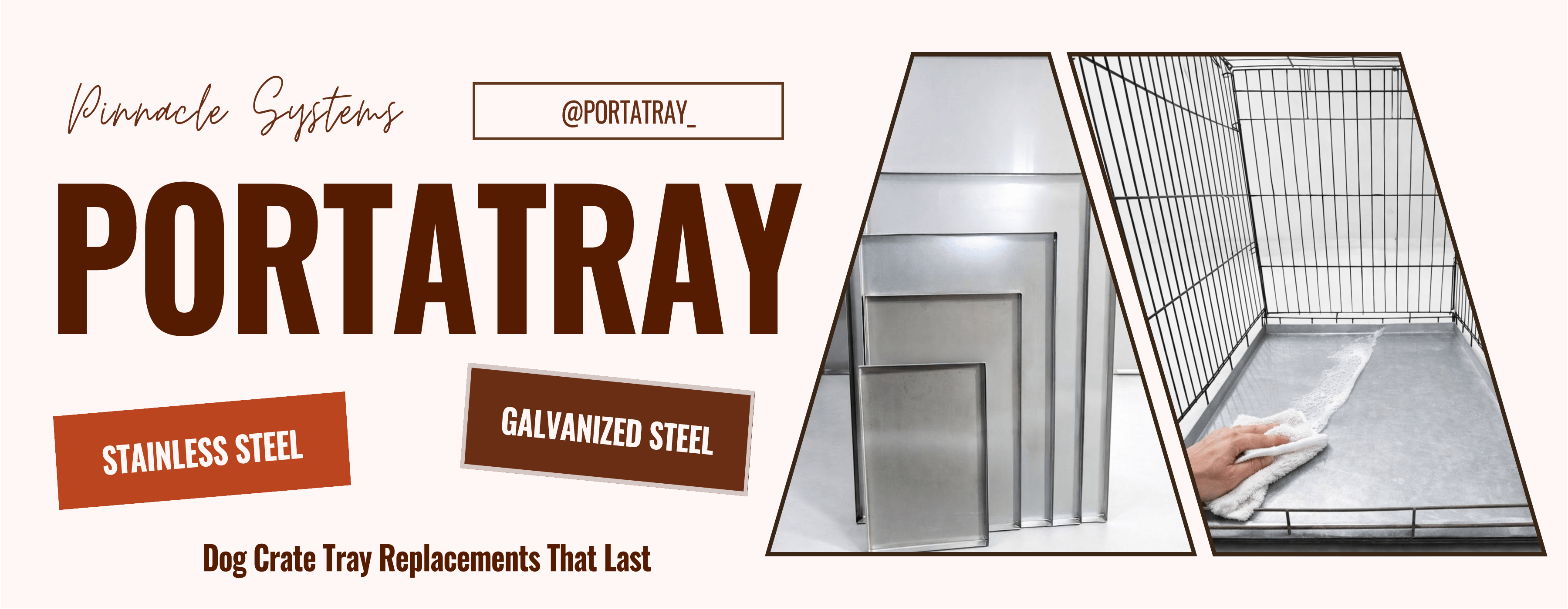 Heavy-duty metal dog crate tray replacements by Porta Tray