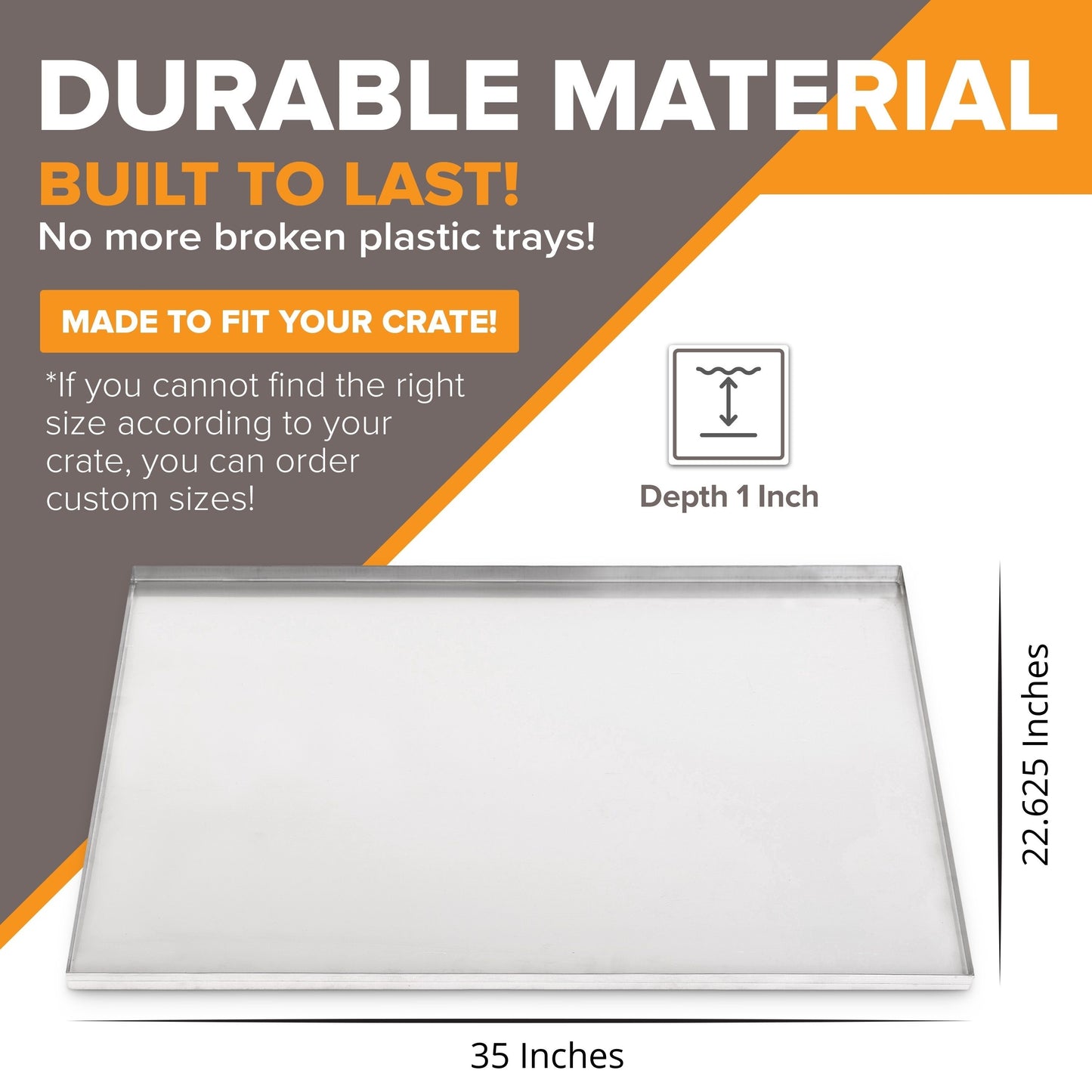 PortaTray Frisco Dog Crate Tray Replacement - Chew, and Crack Proof Metal Multipurpose Tray