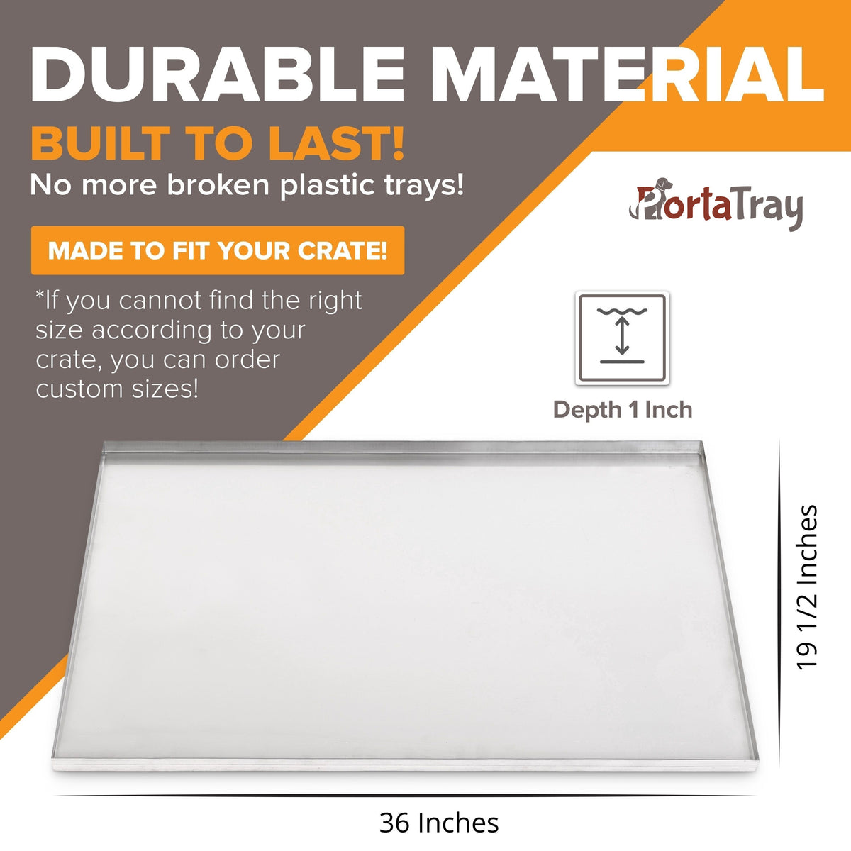 PortaTray Chew-Proof Metal Dog Crate Tray Replacement