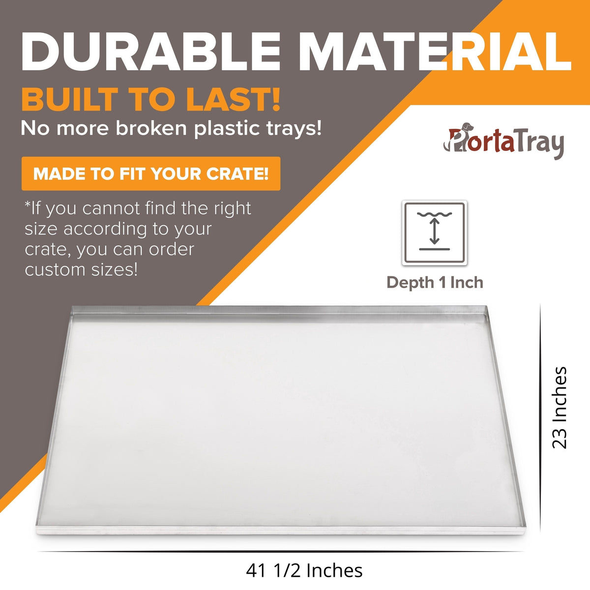 PortaTray Chew-Proof Metal Dog Crate Tray Replacement