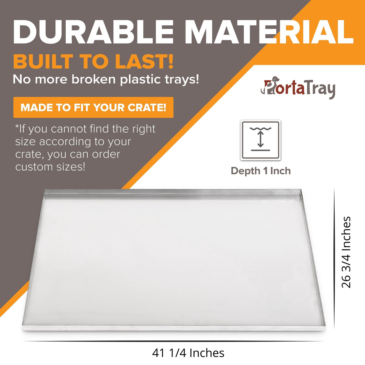 PortaTray Chew-Proof Metal Dog Crate Tray Replacement