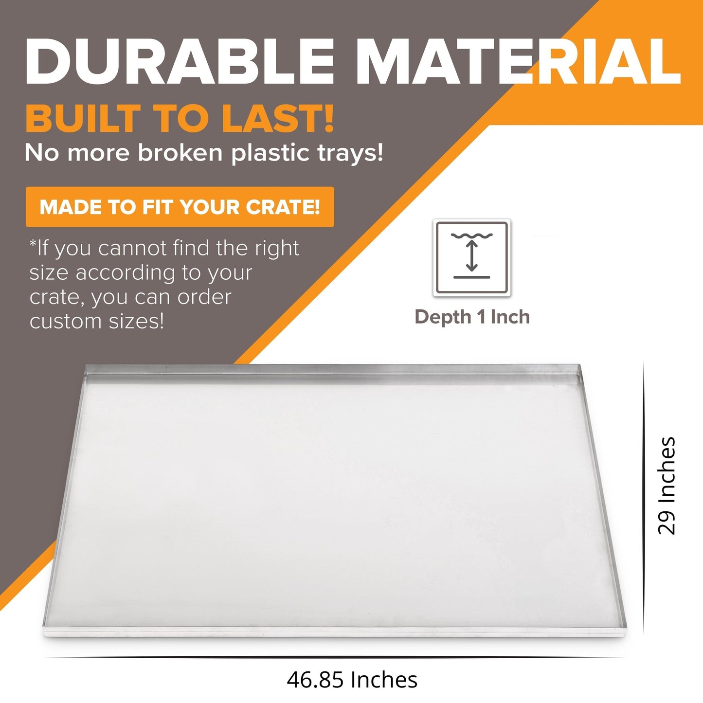 PortaTray Frisco Dog Crate Tray Replacement - Chew, and Crack Proof Metal Multipurpose Tray
