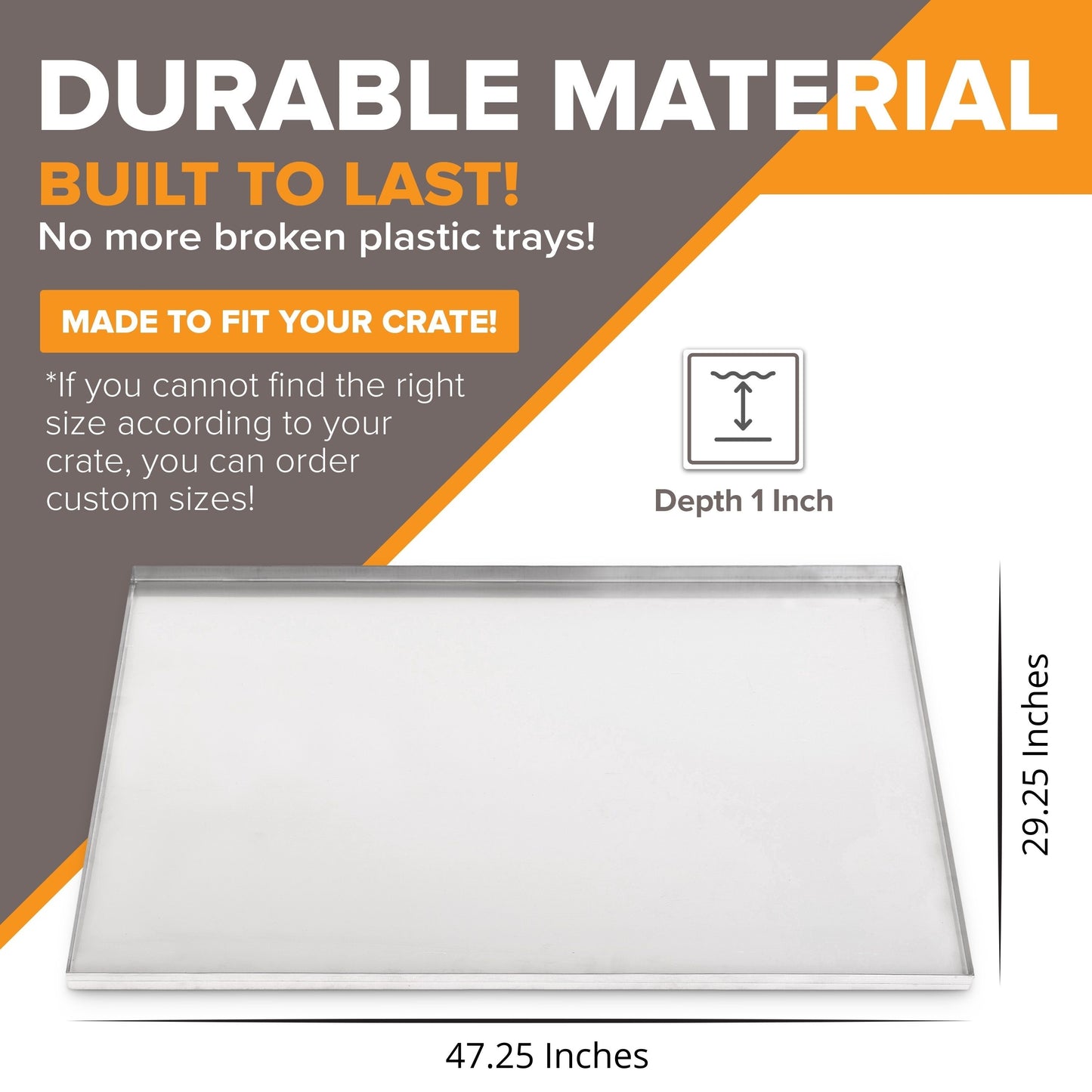PortaTray Frisco Dog Crate Tray Replacement - Chew, and Crack Proof Metal Multipurpose Tray