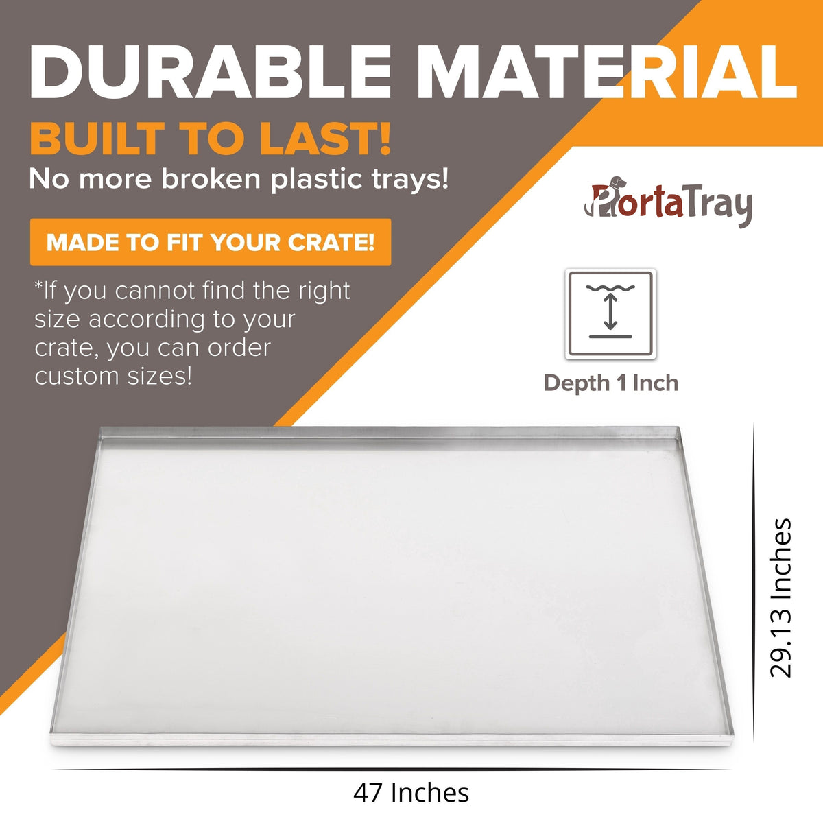 PortaTray Chew-Proof Metal Dog Crate Tray Replacement
