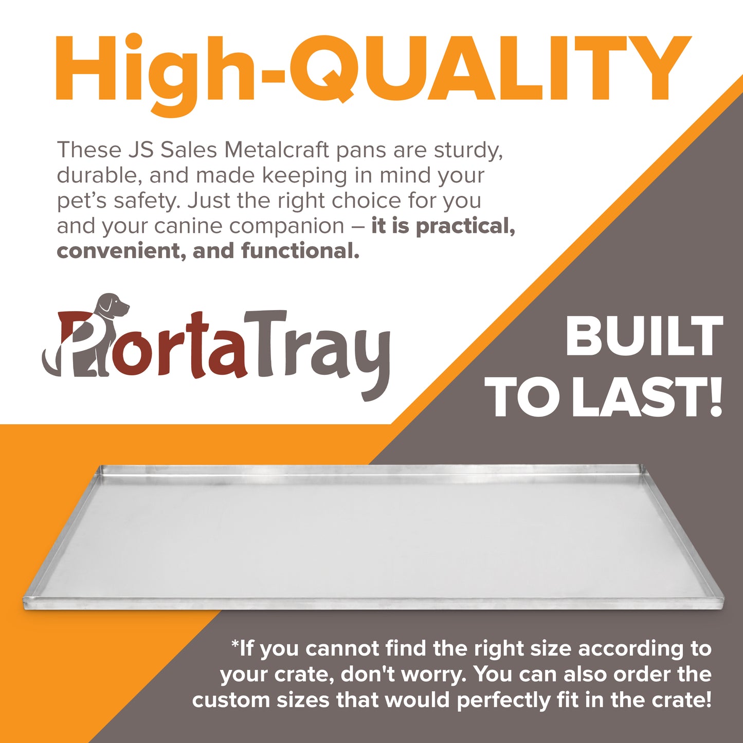 PortaTray Frisco Dog Crate Tray Replacement - Chew, and Crack Proof Metal Multipurpose Tray